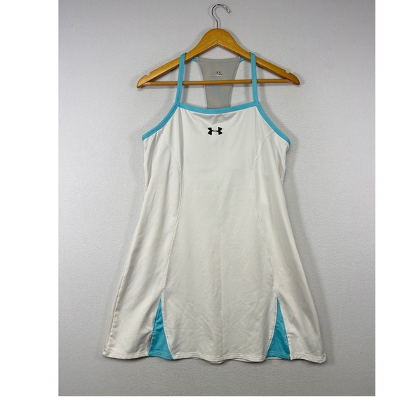 Under Armour Dresses & Skirts - Tenniscore Under‎ Armour Womens Large White Turquoise HeatGear Racerback Dress
